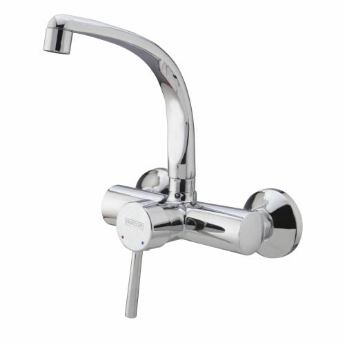 Single Lever Sink Mixer Wall Mounted Swinging Spout Chrome